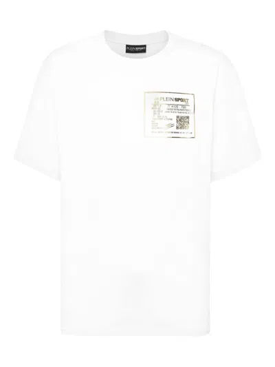 Plein Sport Gold-logo Cotton T-shirt In White