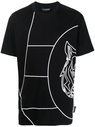 Plein Sport Graphic-print Cotton T-shirt In Black