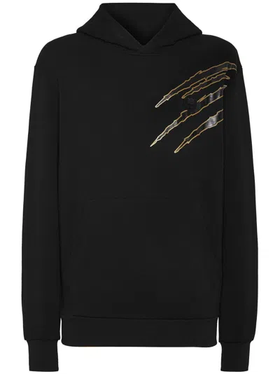 Plein Sport Graphic-print Hoodie In 黑色