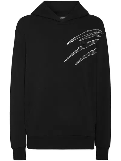 Plein Sport Graphic-print Hoodie In 黑色
