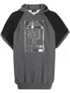 Plein Sport Graphic-print Short-sleeve Hoodie In Black