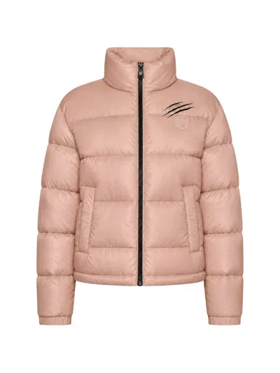 Plein Sport Helsinki Logo-patch Puffer Jacket In Pink