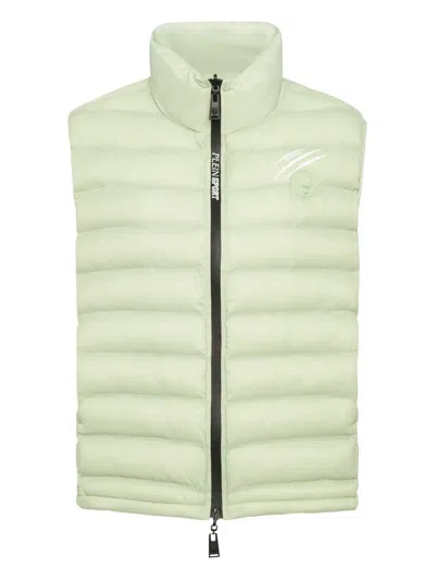 Plein Sport High-neck Sleeveless Gilet In Gold