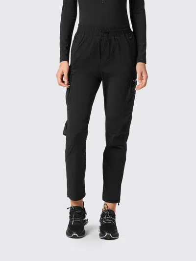 Plein Sport High-waisted Slim Fit Technical Fabric Cargo Trousers In Black