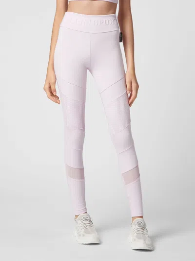 Plein Sport High-waisted Stretch Technical Fabric Leggings In Pink