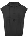 Plein Sport Hooded Zipped Vest With Pockets In Black