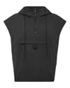 Plein Sport Hooded Zipped Vest With Pockets In Black