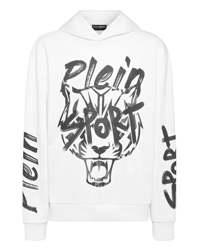 Plein Sport Tiger Graphic Hoodie In White