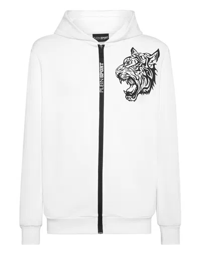 Plein Sport Hoodie Sweatjacket In White