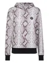 Plein Sport Tiger Logo-patch Python-print Hoodie In Grey