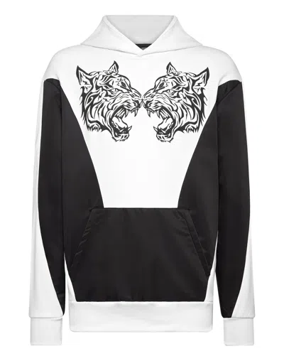 Plein Sport Hoodie Sweatshirt Tiger In White