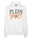 Plein Sport Logo-print Cotton-blend Hoodie In White