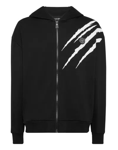 Plein Sport Hoodie Zip Jacket Scratch In Black