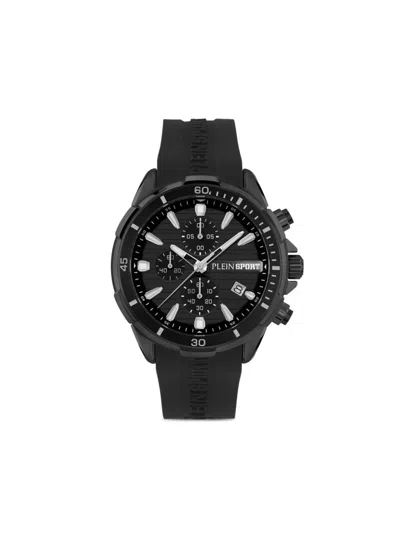 Plein Sport Mens Impact Chronograph Date Quartz Black Silicone Strap 46mm