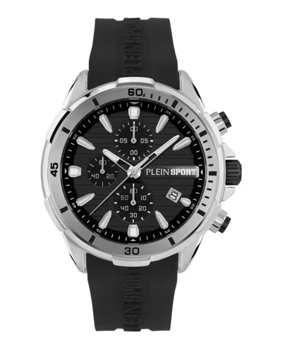 Plein Sport Men's Impact Chronograph Date Quartz Black Silicone Strap 46mm