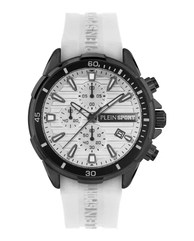 Plein Sport Men's Impact Chronograph Date Quartz White Silicone Strap 46mm