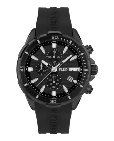 Plein Sport Impact Chronograph Watch With Textured Dial In Black