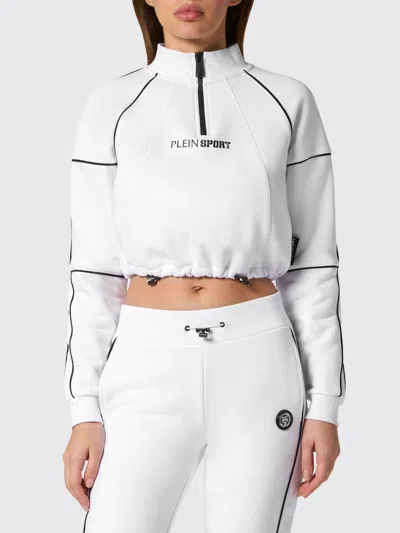 Plein Sport Logo-print Cropped Sweatshirt In White