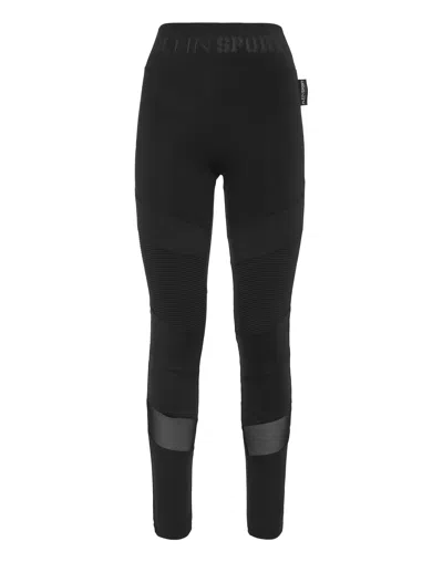 Plein Sport Logo-waistband Jogging Leggings In Black