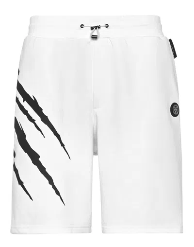 Plein Sport Scratch-print Track Shorts In White