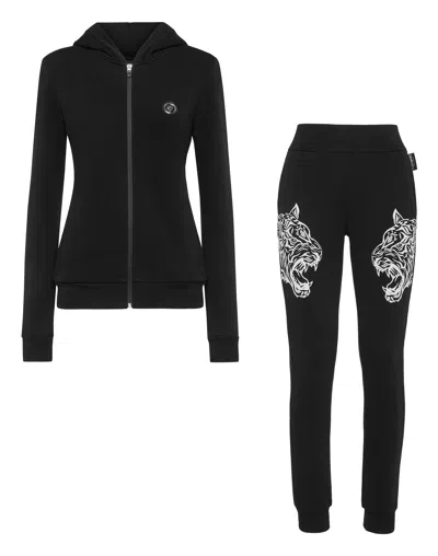 Plein Sport Jogging Tracksuit: Hoodie/trousers Tiger In Black