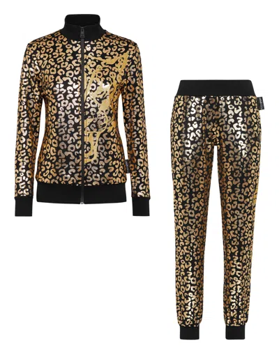 Plein Sport Leopard-print Tracksuit Set In Gold