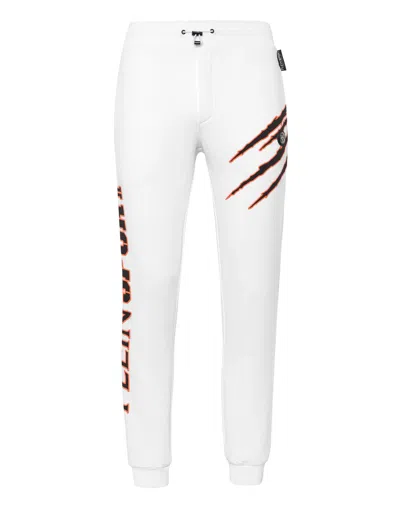 Plein Sport Jogging Trousers Scratch In White