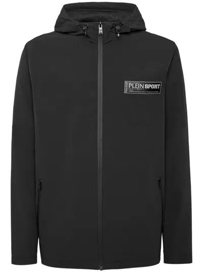 Plein Sport K-way Hooded Jacket In Black