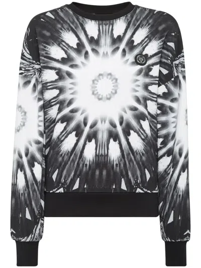 Plein Sport Kaleidoscopic-print Cropped Sweatshirt In Black