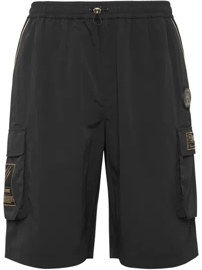 Plein Sport Laminated Cargo Shorts In Black