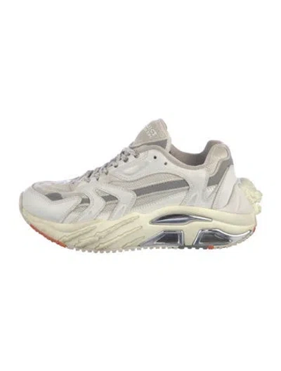 Pre-owned Plein Sport Leather Graphic Print Athletic Sneakers In White