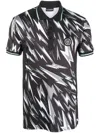 Plein Sport Lightning Bolt Print Polo Shirt In Schwarz