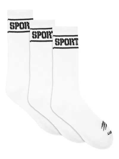 Plein Sport Logo-band Socks (pack Of Three) In White