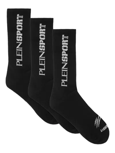 Plein Sport Logo-detail Socks (pack Of Three) In Black