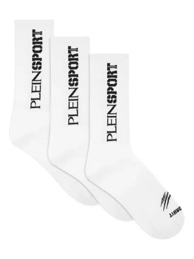 Plein Sport Logo-detail Socks (pack Of Three) In White