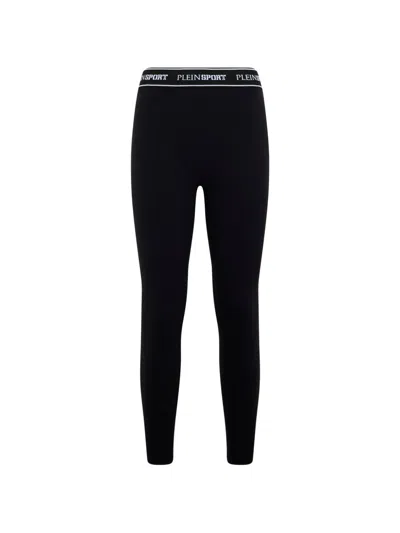 Plein Sport Logo Elastic Leggings In Black