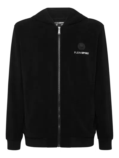 Plein Sport Sponge Hoodie Sweatjacket Men In Black