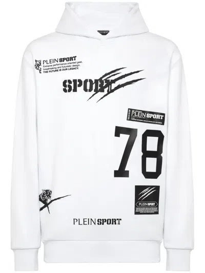 Plein Sport Logo-lettering Fleece Hoodie In White