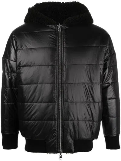 Plein Sport Logo-motif Hooded Bomber Jacket In Black