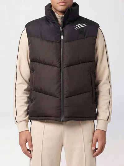 Plein Sport Logo Padded Nylon Vest In Brown