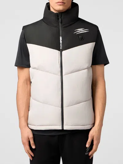 Plein Sport Logo Padded Nylon Vest In Multi