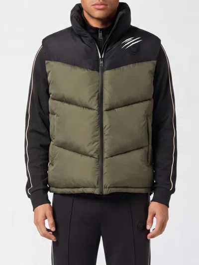 Plein Sport Logo Padded Nylon Vest In Multi