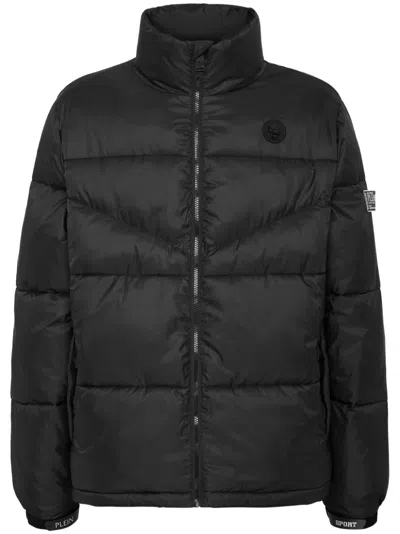 Plein Sport Hybrid Jersey Puffered Jacket Ls In Black