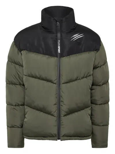 Plein Sport Logo-patch Puffer Jacket In Green