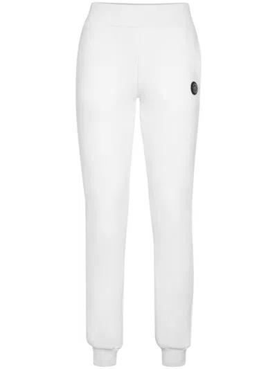 Plein Sport Logo-patch Tapered Track Pants In White