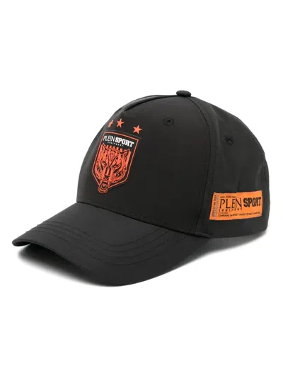 Plein Sport Logo-patches Curved-peak Cap In Black