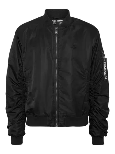 Plein Sport Logo-plaque Bomber Jacket In Black