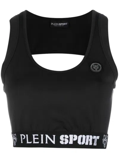 Plein Sport Logo-plaque Cotton Tank Top In Black