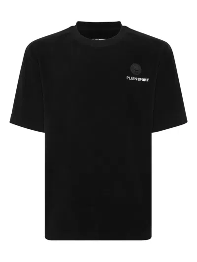 Plein Sport Sponge Cotton Round Neck T-shirt In Black