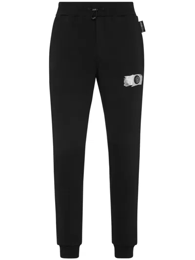 Plein Sport Logo-plaque Jersey Track Pants In Black